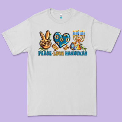Peace Love Hannukah Premium Tee Designed By Bundleandbundleshop