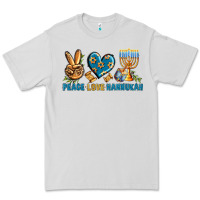 Dove Grey Peace Love Hannukah Premium Tee - BundleAndBundleShop