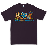 Plum Peace Love Hannukah Premium Tee - BundleAndBundleShop
