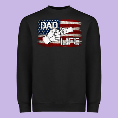 Dad Life With American Flag Heavyweight Sweatshirt Designed By Jasminsmagicworld