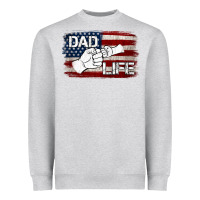 Heather Grey Dad Life with American Flag Heavyweight Sweatshirt - Jasminsmagicworld