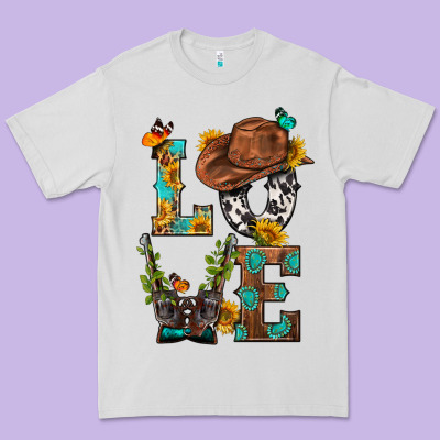 Western Love With Gun Premium Tee Designed By Bundleandbundleshop