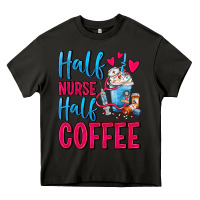 Asphalt Half Nurse Half Coffee Heavy Core Tee - FaDigitalArtStudio