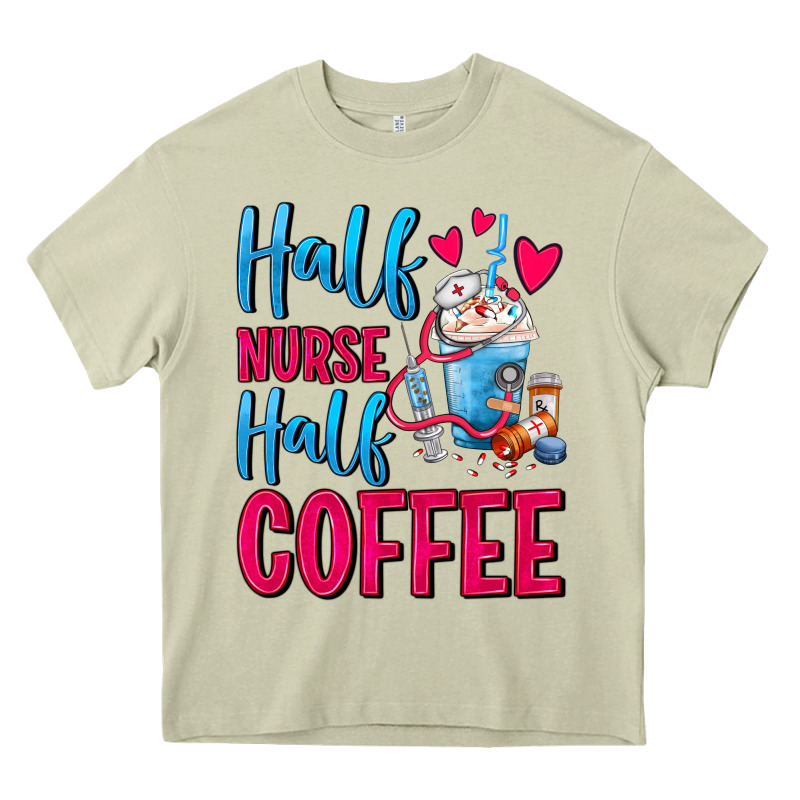 Half Nurse Half Coffee Heavy Core Tee by FaDigitalArtStudio | Teevron