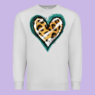 Glitter Leopard Heart Premium Sweatshirt Designed By Jasminsmagicworld