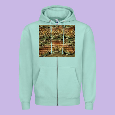 Camo Leopard And Glitter Tumbler Zipper Hoodie Designed By Jasminsmagicworld