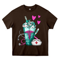 Chocolate Brown Nurse Frappe Heavy Core Tee - FaDigitalArtStudio