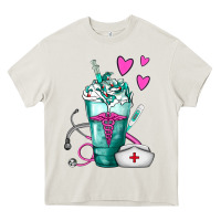 Cream Nurse Frappe Heavy Core Tee - FaDigitalArtStudio