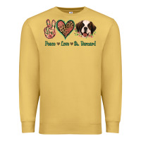 Antique Gold Peace Love St. Bernard Premium Sweatshirt - Jasminsmagicworld
