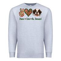 Heather Grey Peace Love St. Bernard Premium Sweatshirt - Jasminsmagicworld