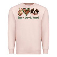 Pale Pink Peace Love St. Bernard Premium Sweatshirt - Jasminsmagicworld