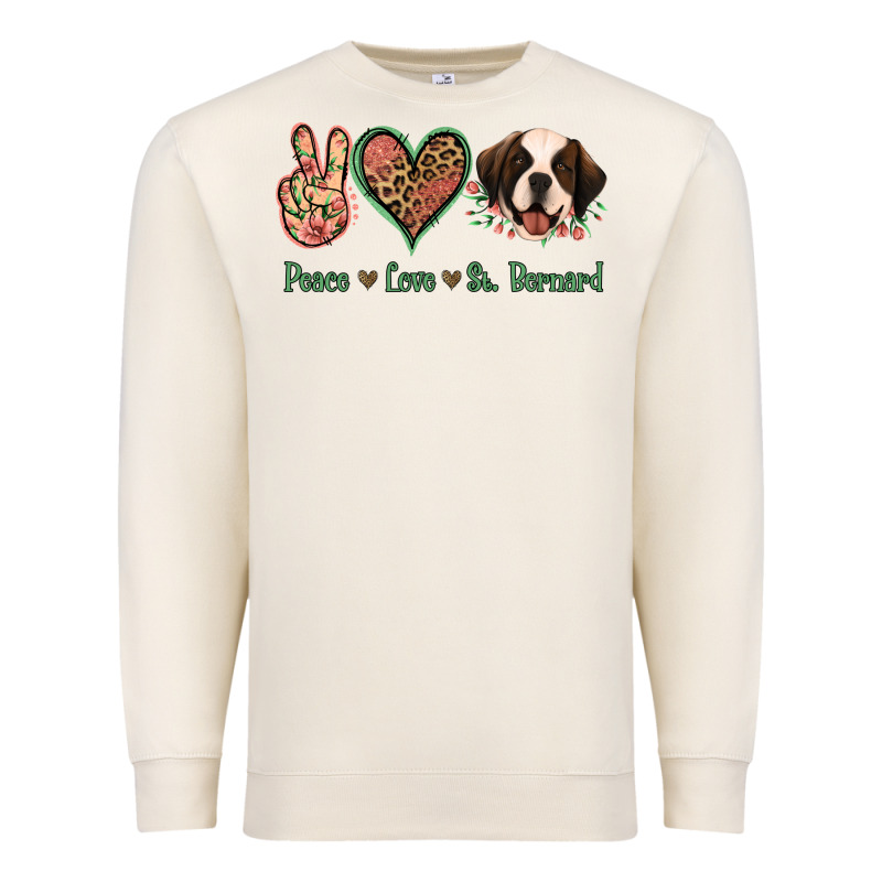 Peace Love St. Bernard Premium Sweatshirt by Jasminsmagicworld | Teevron