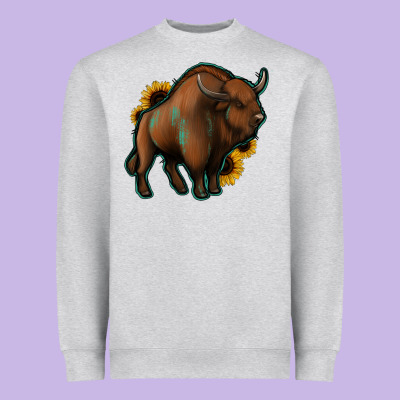 Western  Bison Heavyweight Sweatshirt Designed By Jasminsmagicworld