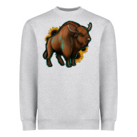 Heather Grey Western  Bison Heavyweight Sweatshirt - Jasminsmagicworld