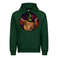 Forest Green halloween highland cow round Urban Hoodie - RanaPortraitStore