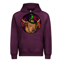 Mauve Wine halloween highland cow round Urban Hoodie - RanaPortraitStore