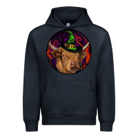 Navy halloween highland cow round Urban Hoodie - RanaPortraitStore