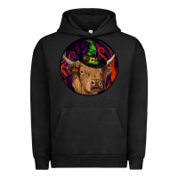 Pigment Black halloween highland cow round Urban Hoodie - RanaPortraitStore