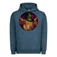 Pigment Midnight Navy halloween highland cow round Urban Hoodie - RanaPortraitStore