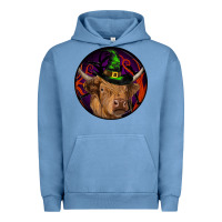 Pigment Pebble Blue halloween highland cow round Urban Hoodie - RanaPortraitStore
