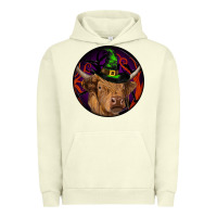 Pigment Pistachio halloween highland cow round Urban Hoodie - RanaPortraitStore