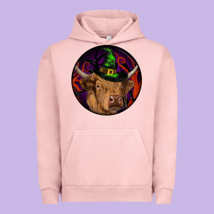 Halloween Highland Cow Round Urban Hoodie Designed By Ranaportraitstore