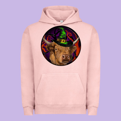 Halloween Highland Cow Round Urban Hoodie Designed By Ranaportraitstore