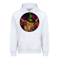 White halloween highland cow round Urban Hoodie - RanaPortraitStore