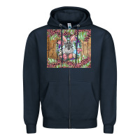 Navy Easter bunny with floral wreath and leopard Zipper Hoodie - RanaPortraitStore