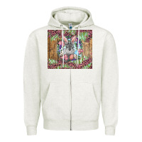 Oatmeal Heather Easter bunny with floral wreath and leopard Zipper Hoodie - RanaPortraitStore