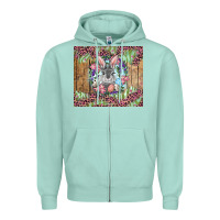 Seafoam Easter bunny with floral wreath and leopard Zipper Hoodie - RanaPortraitStore
