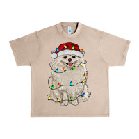 French Oak white pomeranian with christmas lights Urban Heavy Tee - RanaPortraitStore