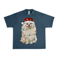 White Pomeranian With Christmas Lights Urban Heavy Tee | Teevron