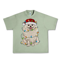 Oil Green white pomeranian with christmas lights Urban Heavy Tee - RanaPortraitStore