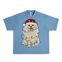 Pebble Blue white pomeranian with christmas lights Urban Heavy Tee - RanaPortraitStore