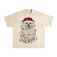 Sandshell white pomeranian with christmas lights Urban Heavy Tee - RanaPortraitStore