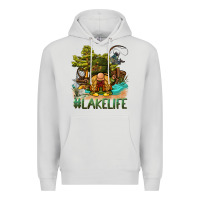 Dove Grey lake life gnome Premium Hoodie - BarkalooDesign