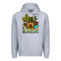 Heather Grey lake life gnome Premium Hoodie - BarkalooDesign