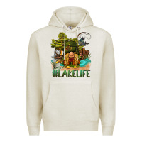 Oatmeal Heather lake life gnome Premium Hoodie - BarkalooDesign