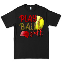 Black Play Ball Y'all Softball Premium Tee - BundleAndBundleShop