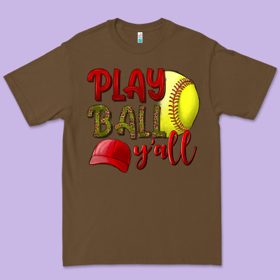 Play Ball Y'all Softball Premium Tee Designed By Bundleandbundleshop