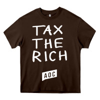Chocolate Brown aoc tax the rich Heavy Core Tee - baoMotion