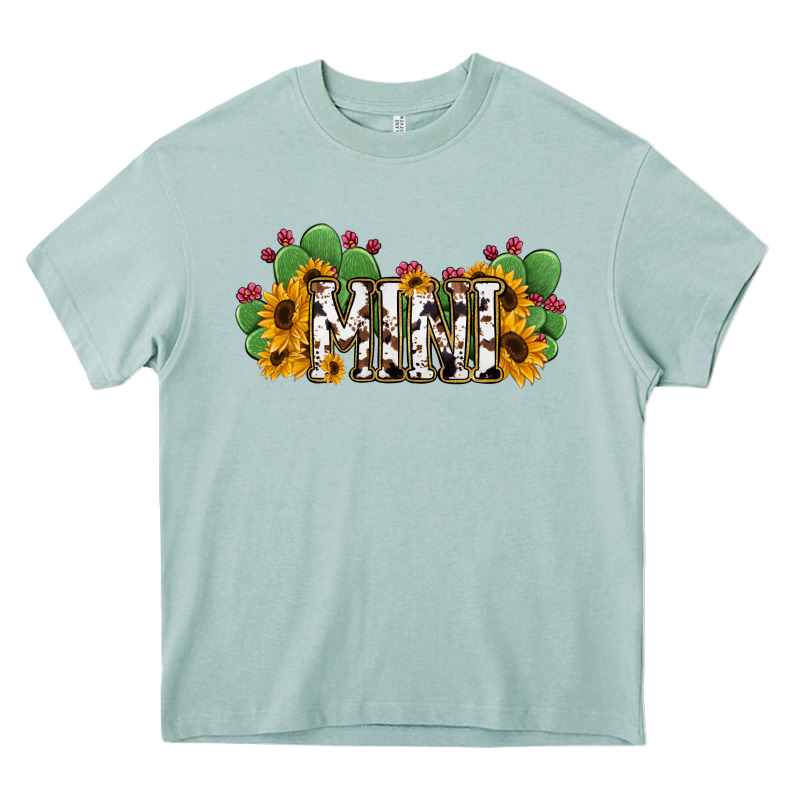 Cactus Cowhide Sunflower Mama And Mini Set Heavy Core Tee by Jasminsmagicworld | Teevron