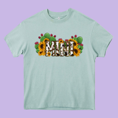 Cactus Cowhide Sunflower Mama And Mini Set Heavy Core Tee Designed By Jasminsmagicworld