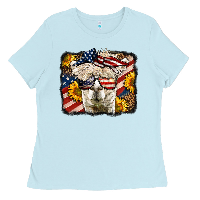 Western 4th Of July Lama Background Ladies Tee by LillyAllenDesigns | Teevron