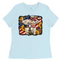 Baby Blue Western 4th Of July Lama Background Ladies Tee - LillyAllenDesigns