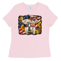 Bubblegum Pink Western 4th Of July Lama Background Ladies Tee - LillyAllenDesigns