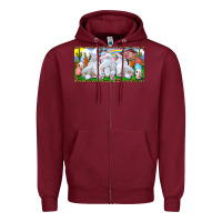 Burgundy Easter Bunnies Zipper Hoodie - RanaPortraitStore