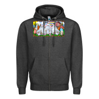 Charcoal Heather Easter Bunnies Zipper Hoodie - RanaPortraitStore