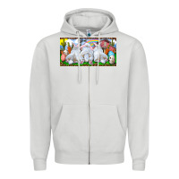 Dove Grey Easter Bunnies Zipper Hoodie - RanaPortraitStore